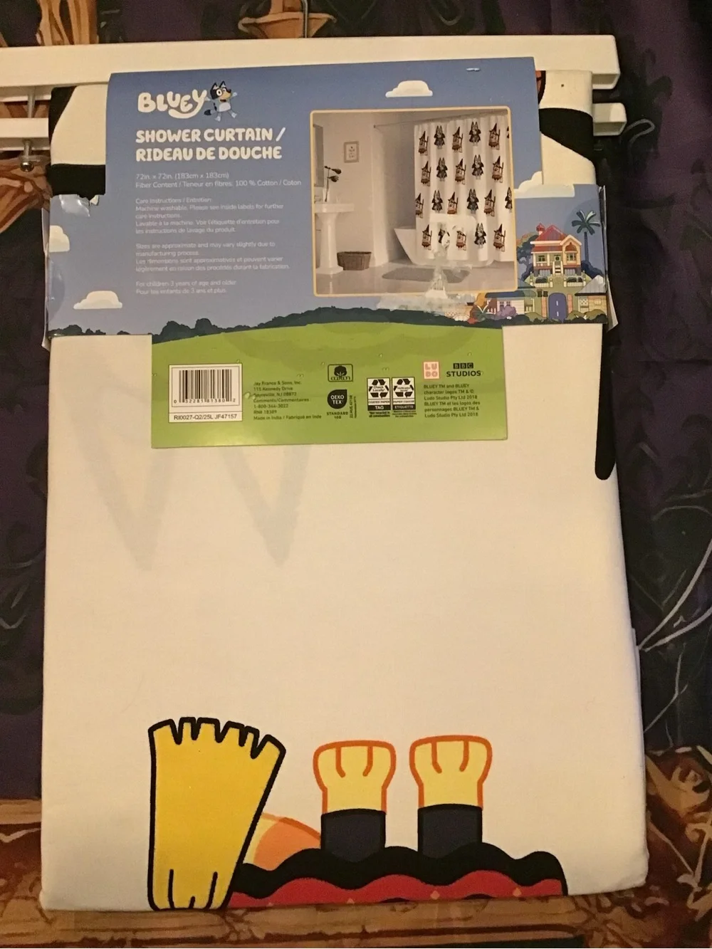 Bluey and bingo halloween shower curtain 72 x 72 -NEW